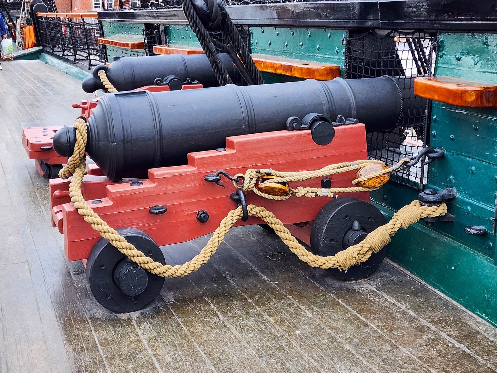 Cannons on the gun deck of USS Constitution at Charlestown