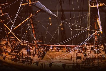 Detailed model of the fully rigged ship Whydah Gally
